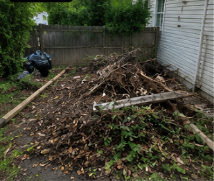 Side-yard debris, full to empty
